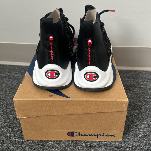 New Mens Champion Rally Hype Mid High Top Shoe Size 10.5 Black & White - Picture 3 of 6